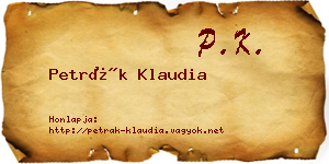Petrák Klaudia névjegykártya