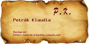Petrák Klaudia névjegykártya